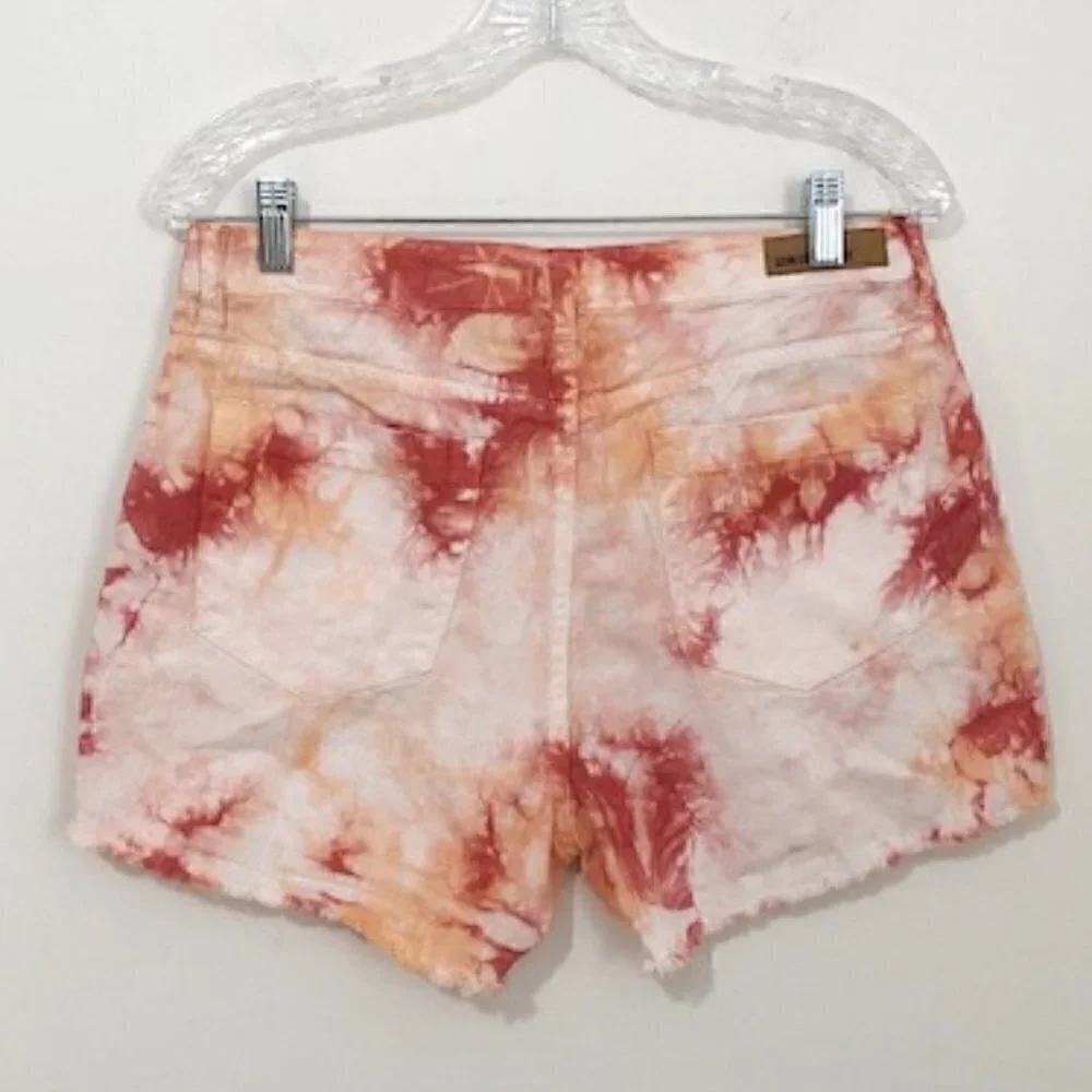 UNIONBAY High Rise Tie Dye Cut Off Denim Shorts